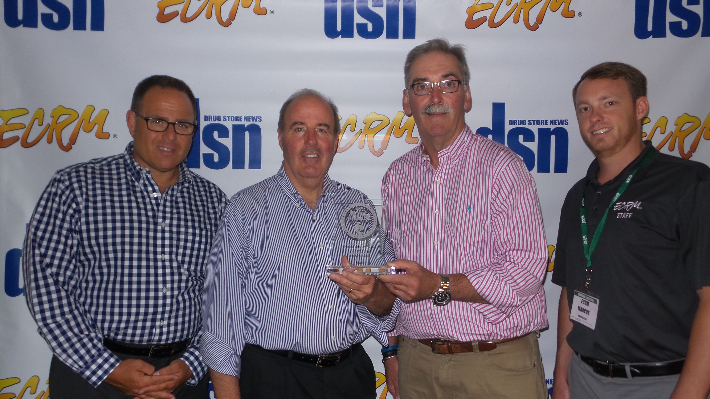 From left: Wayne Bennett, Publisher, Drug Store News; Mark Smith, Vice President of Sales, Dr. Brown’s; Mike Tedesco, Sales M