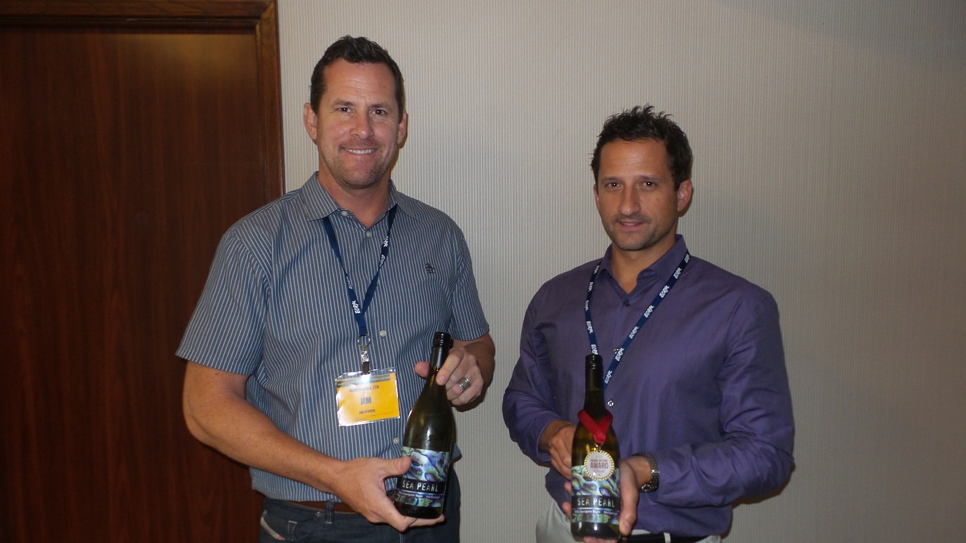 From left: Jim Stover and Adam Sager from Winesellers, Off-Premise Award winner