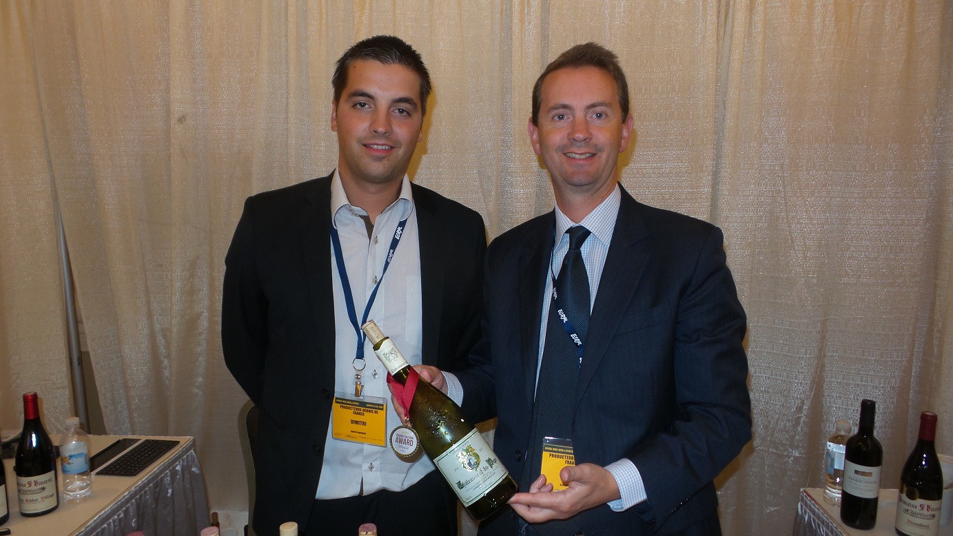 From left: Dimitri Ducroux, VP of Sales, and Olivier Barrillon, On-Premise Award winner Producteurs Réunis de France