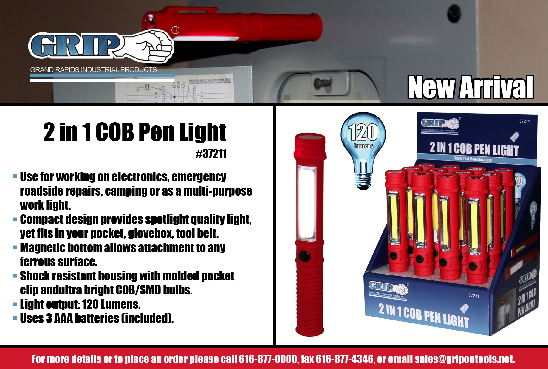2 in 1 COB Pen Light by Grip On Tools
