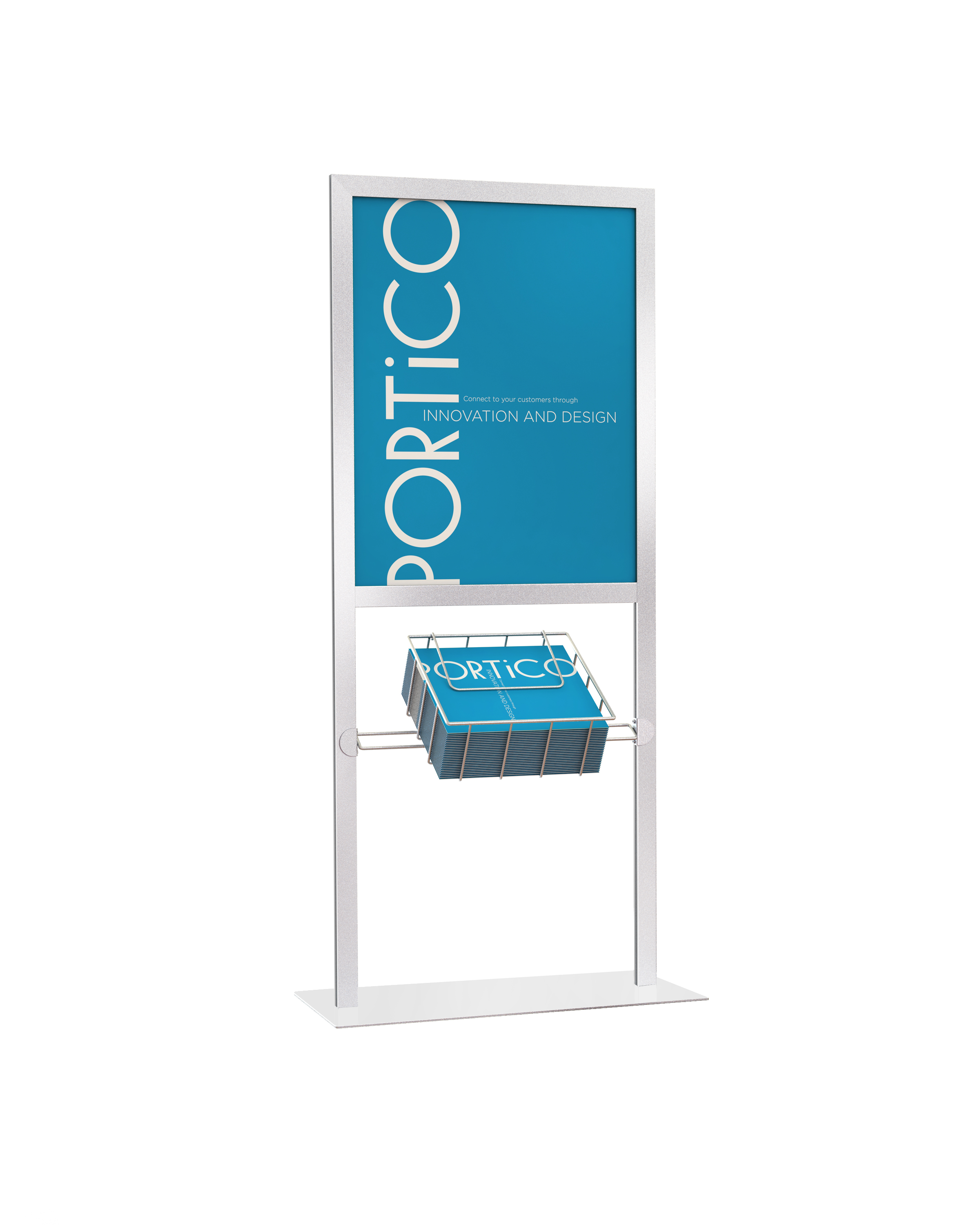 22x28 sign holder with angled flyer basket by Portico Merchandising