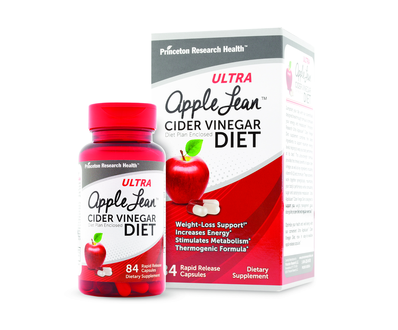 Ultra AppleLean™ Cider Vinegar diet supplements, now in easy-to-swallow rapid-release capsules by Piping Rock Health Products