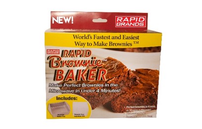 Rapid Brownie Baker! Now you can make perfect brownies in 4 minutes.  By Rapid Brands.