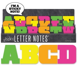 Sticky Notes displayed featuring 18 sticky letters by Crown Jewlz
