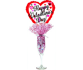 Champagne Glass with 4oz Hersey Kisses and Balloon by Aerial Bouquets