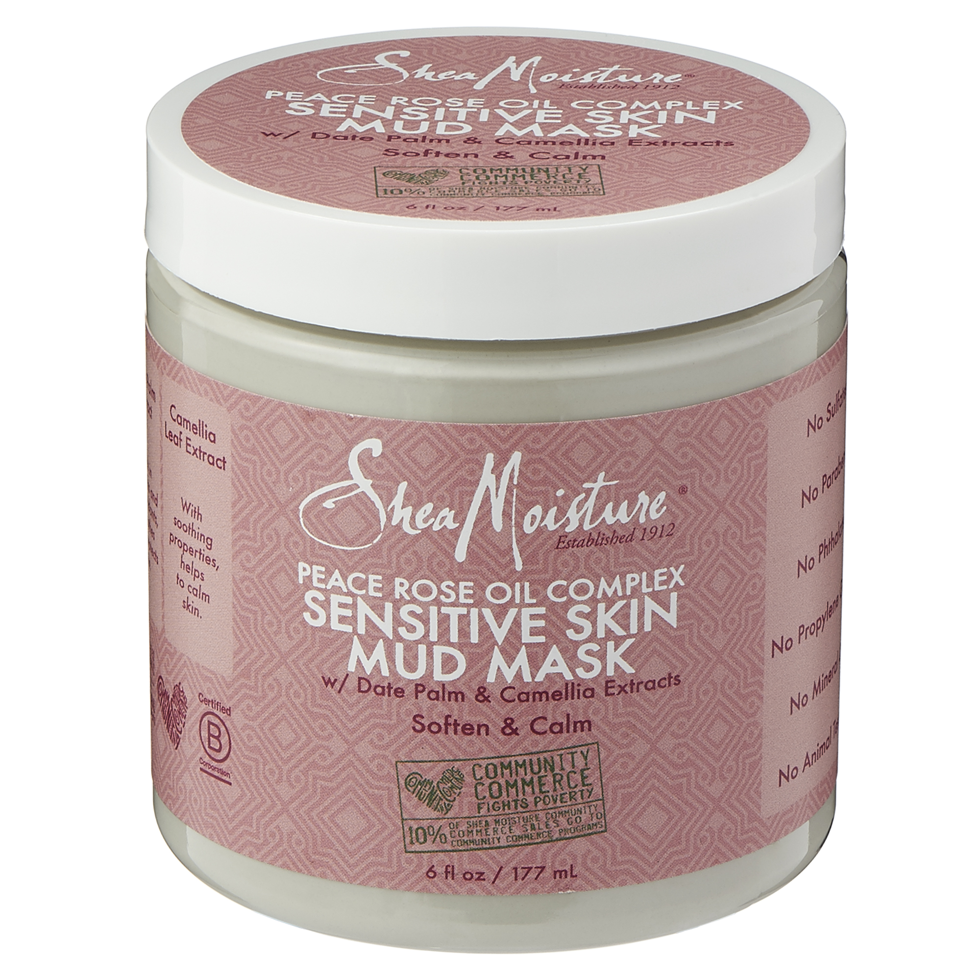 SHEAMOISTURE'S PEACE ROSE OIL COMPLEX SENSITIVE SKIN MUD MASK W/ DATE PALM AND CAMELLIA EXTRACTS by Sundial Brands