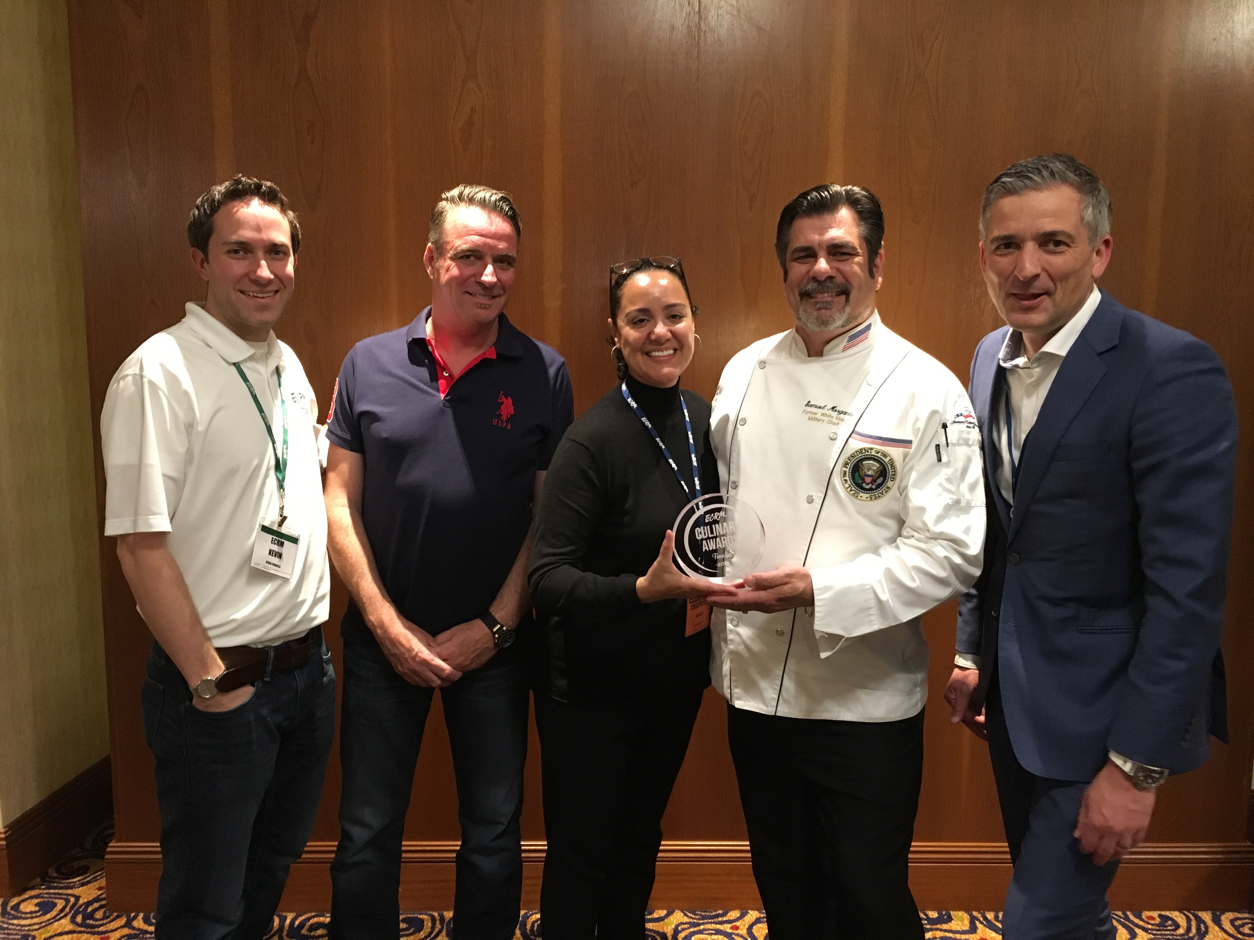 From Left: ECRM's Kevin Consolo, Crêapan's Ron Holland, Rebecca Velázquez-Marien, and Jan Marien with Chef Sam Morgante