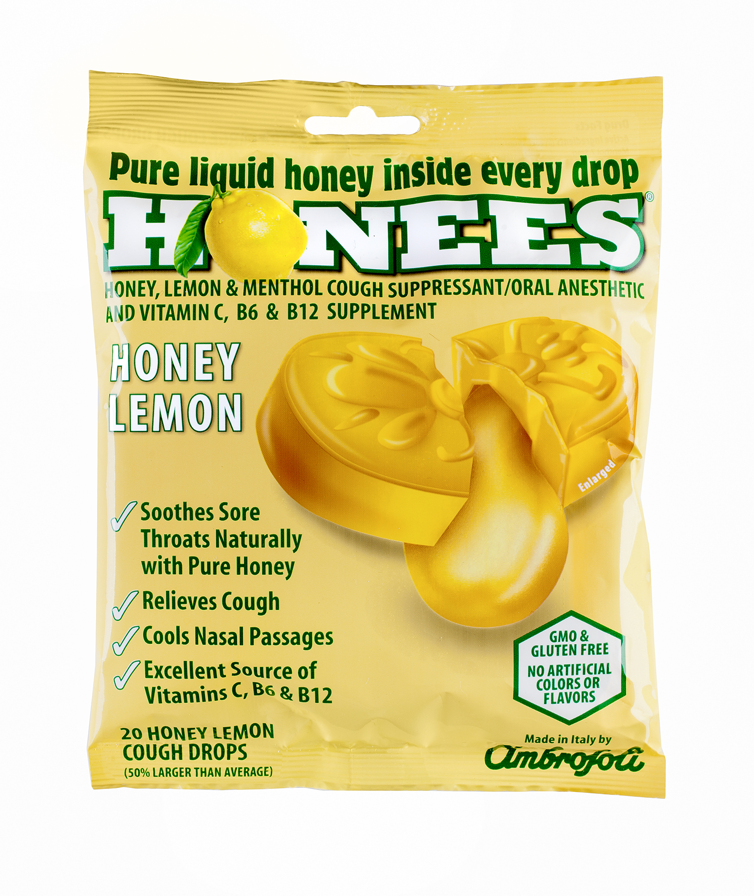 Honees Honey & Lemon Cough Drops - Pure liquid honey inside every drop by Andre Prost, Inc.