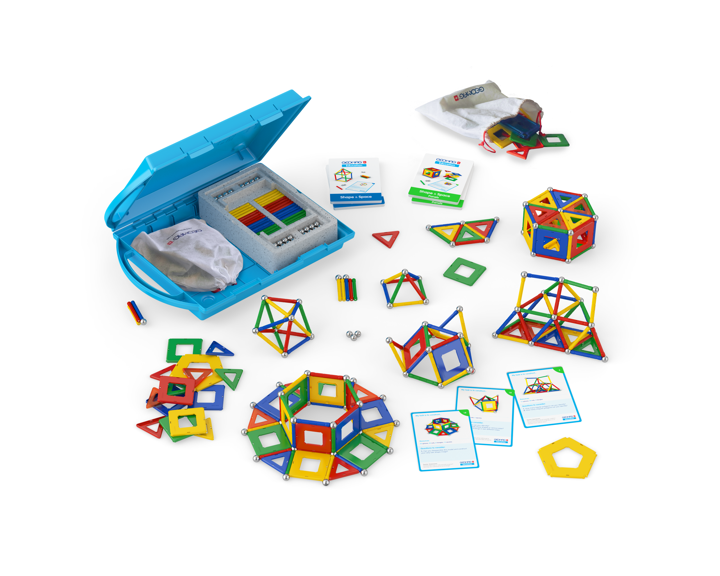 Shape & Space Panels 244 pcs includes 38 task cards by Geomag SA