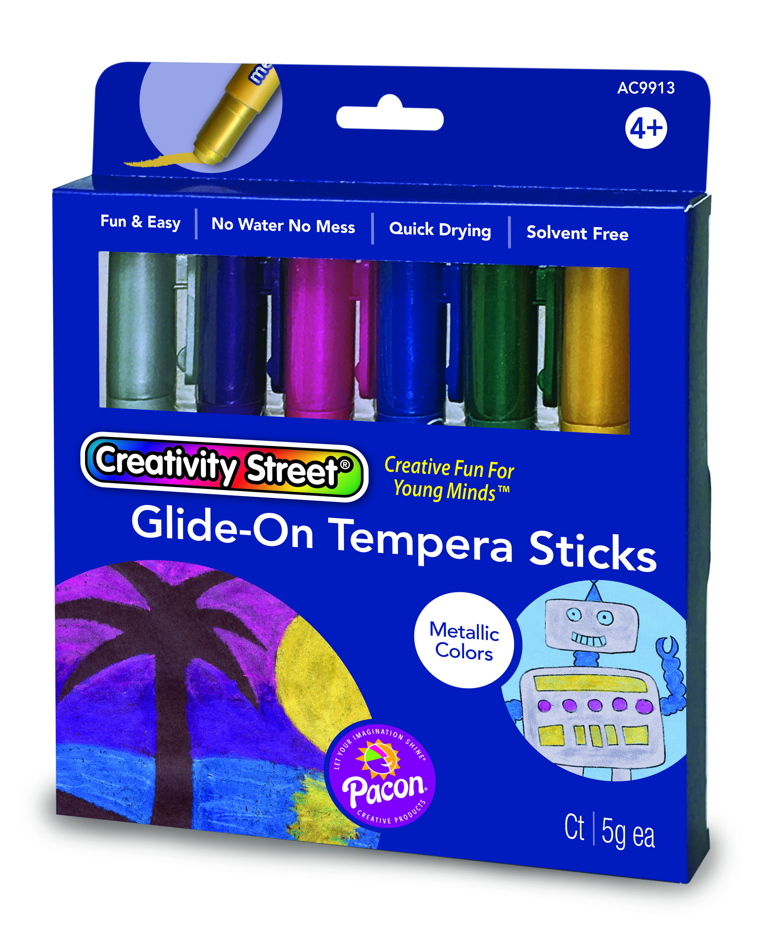 Creativity Street® Glide-On Tempera Sticks, Metallic Colors, 6 Count by Pacon Corporation