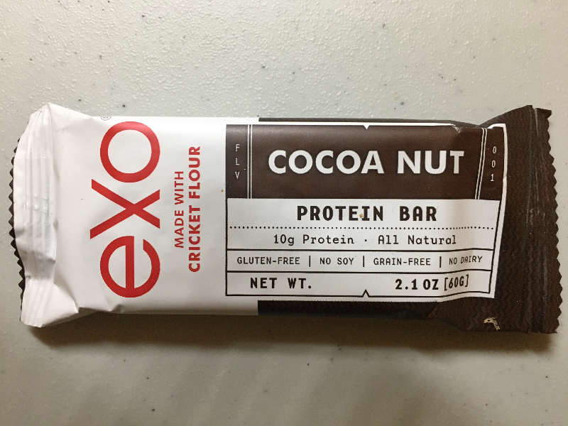 The Exo protein bar made with cricket flour -- 10 grams of protein!