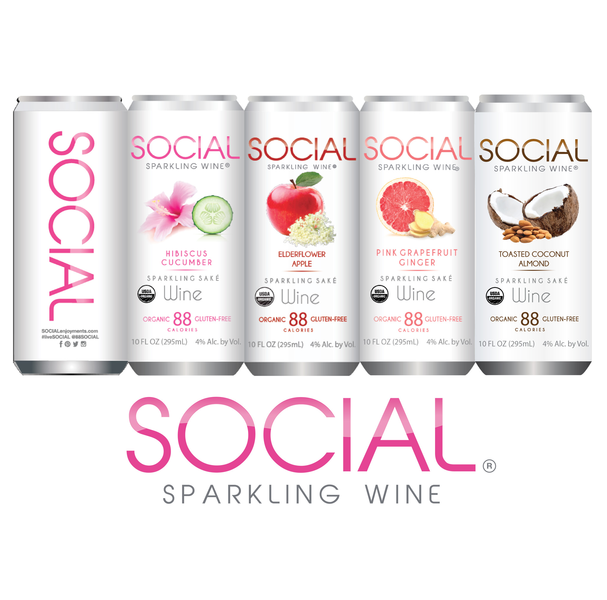 Social Sparkling Wine's line of healthy alcoholic beverages