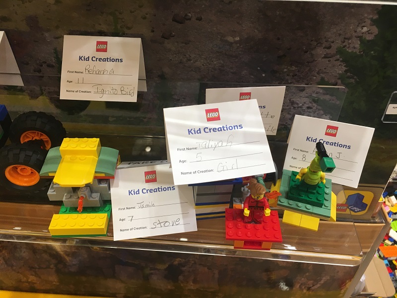 Kids get to showcase their Lego creations on a store display