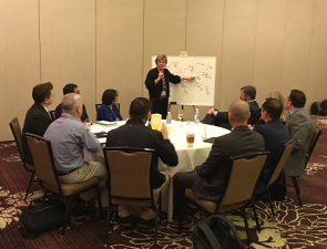 Amber Pharmacy's Julie Zatizabal discusses specialty pharmacy as a class of trade with her roundtable participants during the ECRM Specialty Pharmacy EPPS TIP Discussions